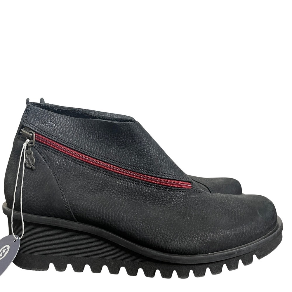 Loints of Holland Wedge Nubuck Leather Ankle Boots Side Zipper Lug‎ Sole size 40
